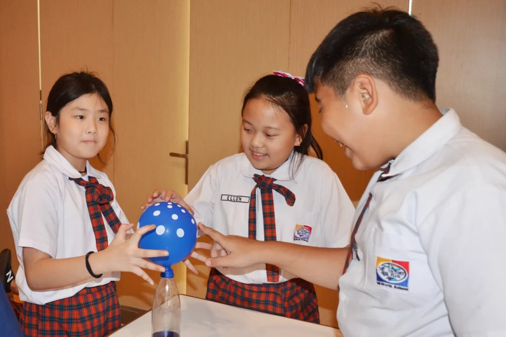 Three primary years programme students of Sekolah Victory Plus - the leading International Baccaluerate school in Indonesia are presenting their project